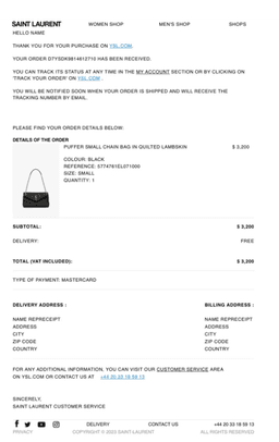Saintlaurent receipt example